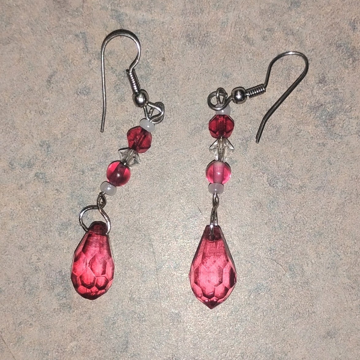 Lot of 4 Beaded Dangle/Drop Hook Earrings, Multicolor Glass, Lobe