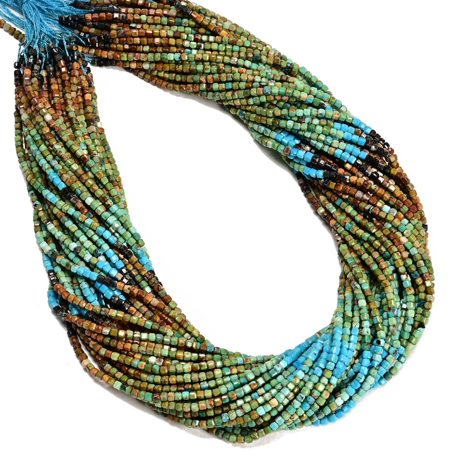 Gradient Natural Turquoise Faceted Cube Beads Size 2-2.5mm 15.5” Strand