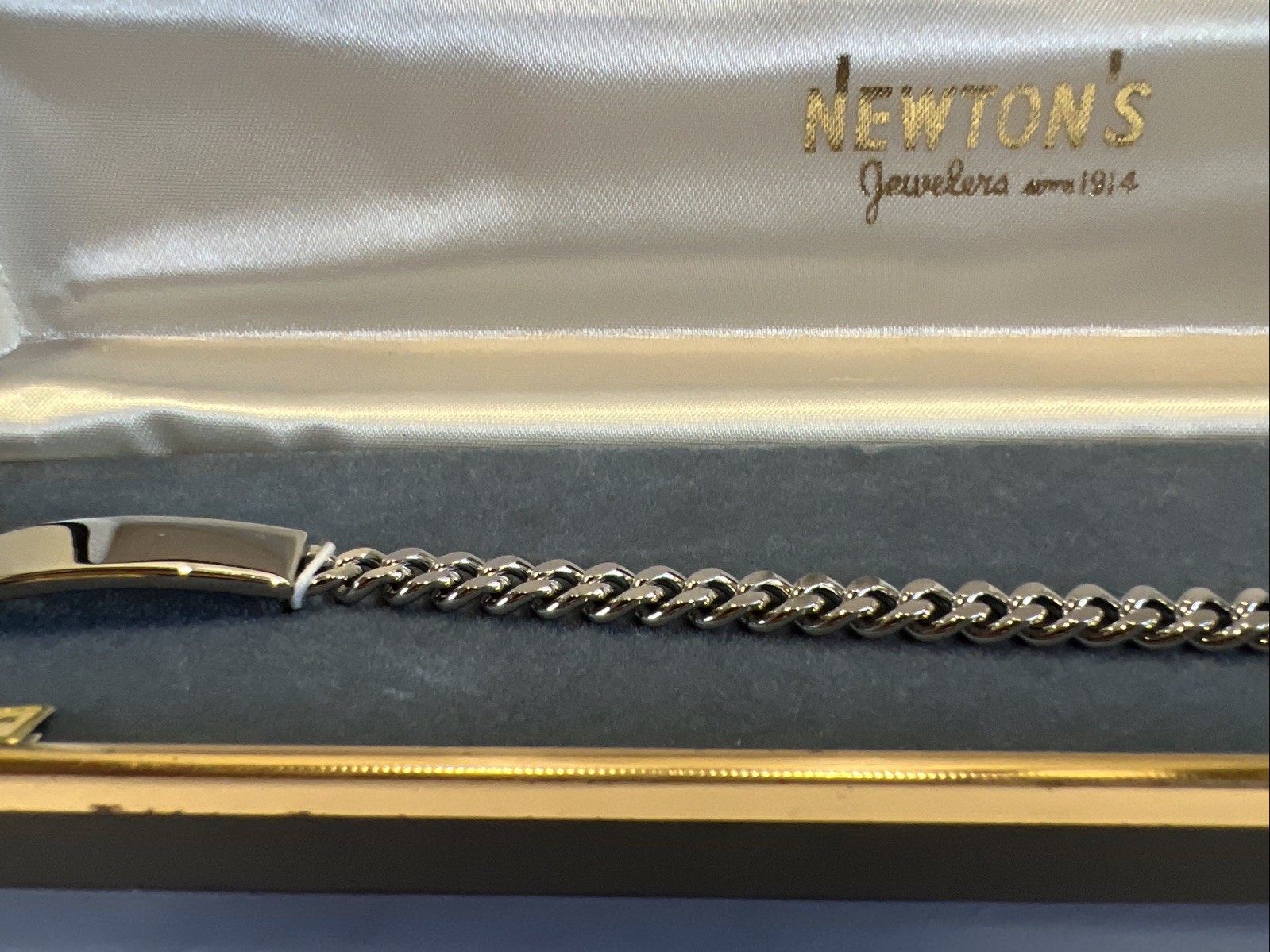 Vintage Speidel Link ID Bracelet Rhodium Finish USA Engravable New In Box