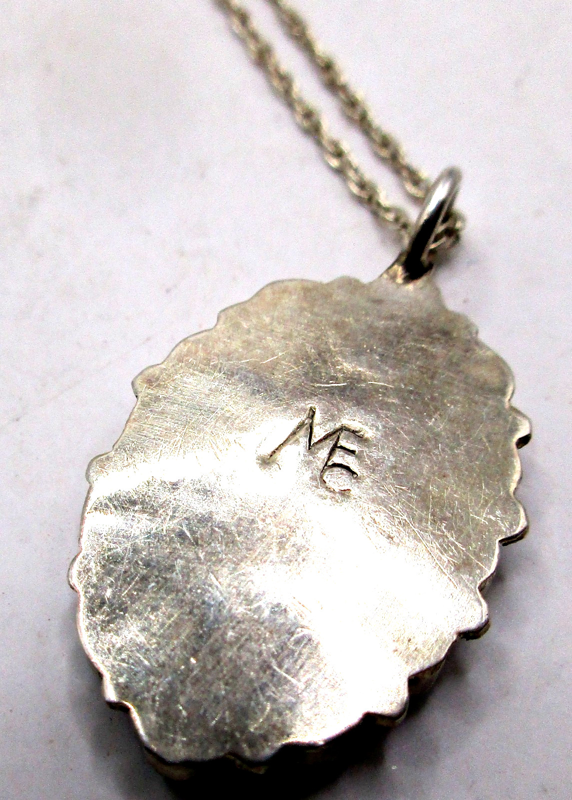 Vintage Zuni Mary Ann & Felix Chavez Sterling 12 Sleeping Beauty Stone Necklace