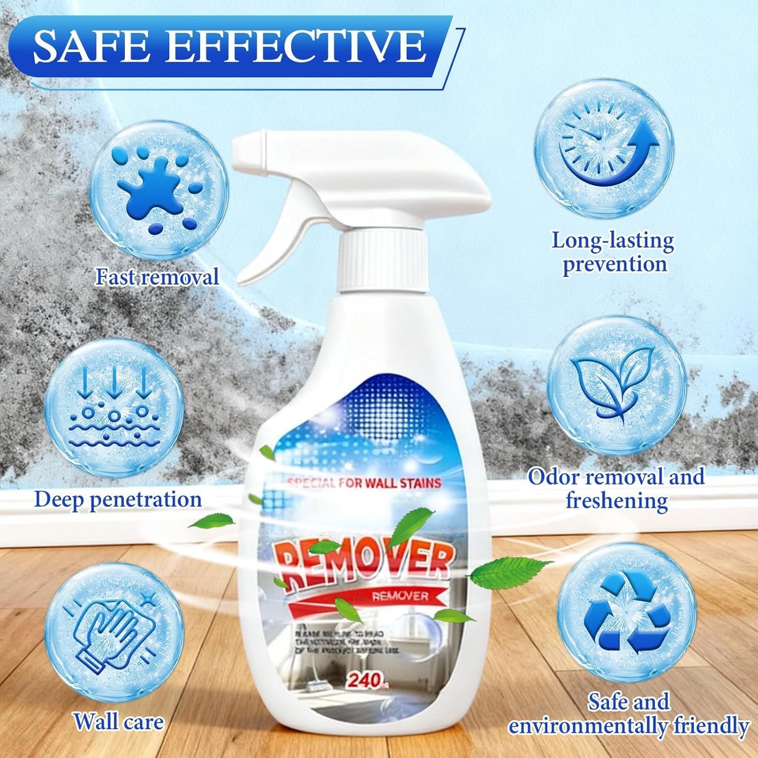 aeaarvged Highly Effective Removal Spray, Wall Cleaner 8.12 Fl Oz (Pack of 1)