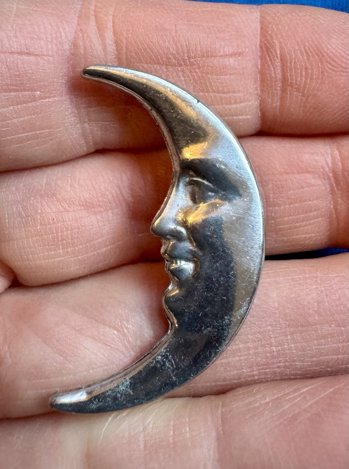 Vintage cast pewter Crescent Moon Pendant
