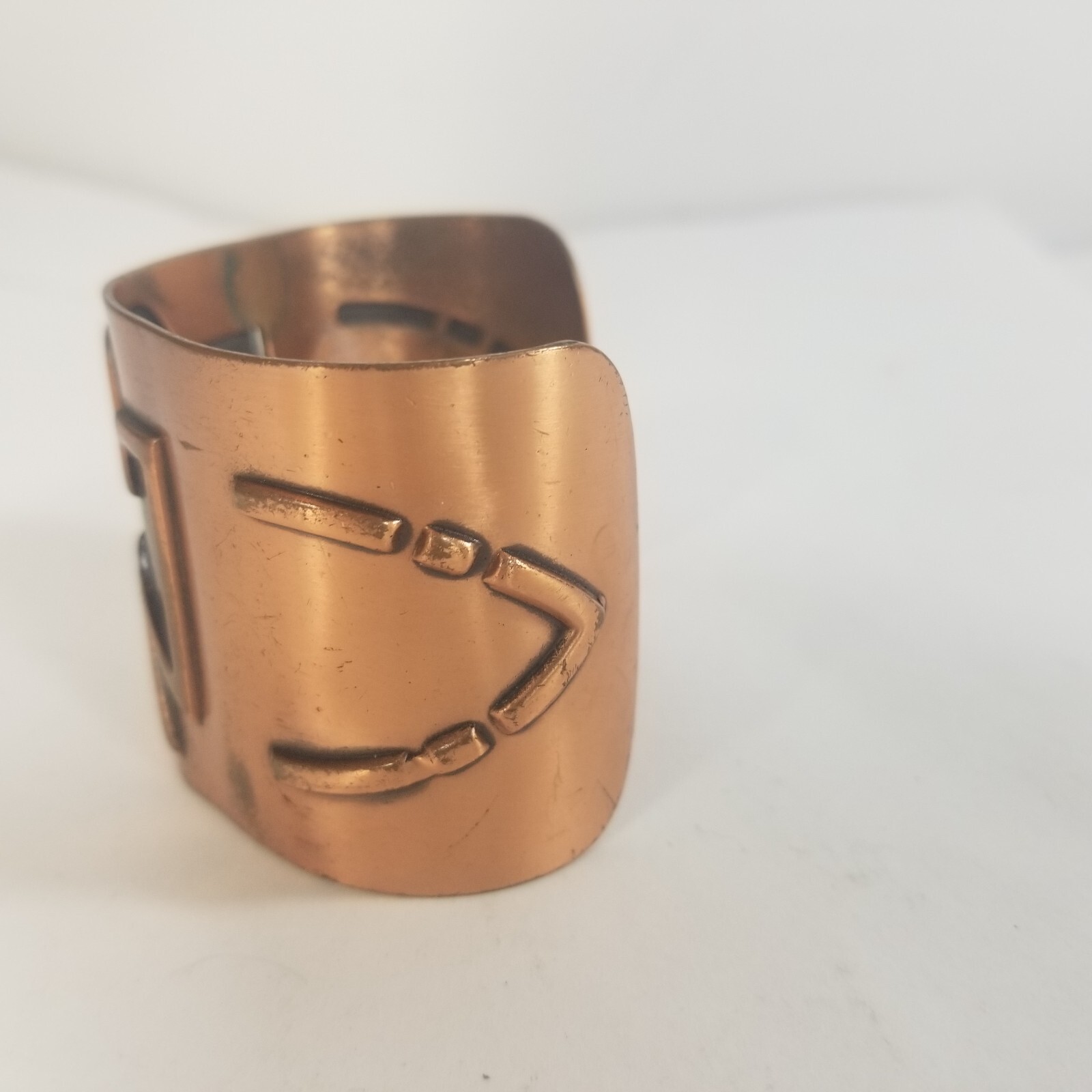 Vintage Wide Copper Cuff Bracelet Native American Thunderbird