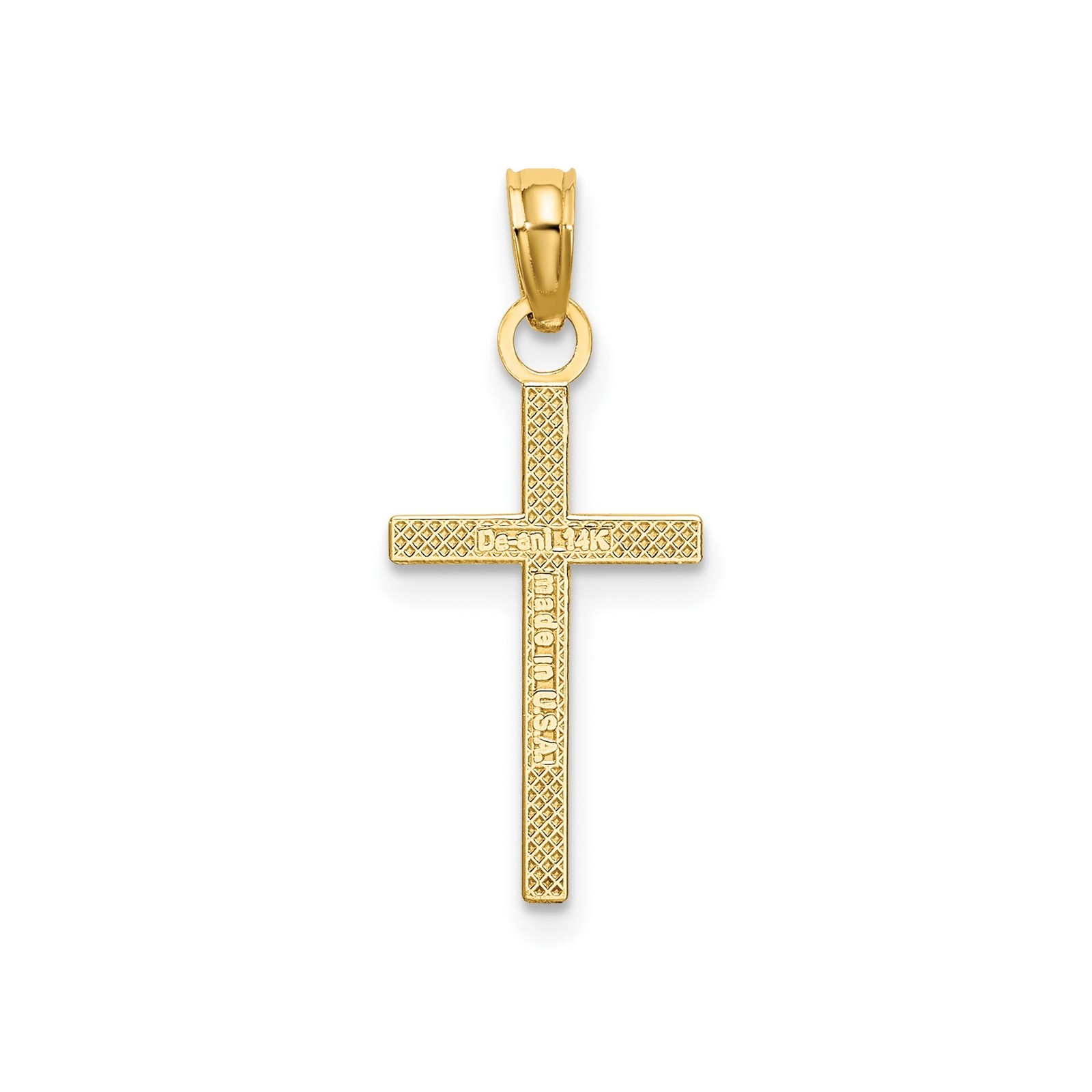 14k Yellow Gold Solid Cross Pendant Charm Polished Religious Jewelry