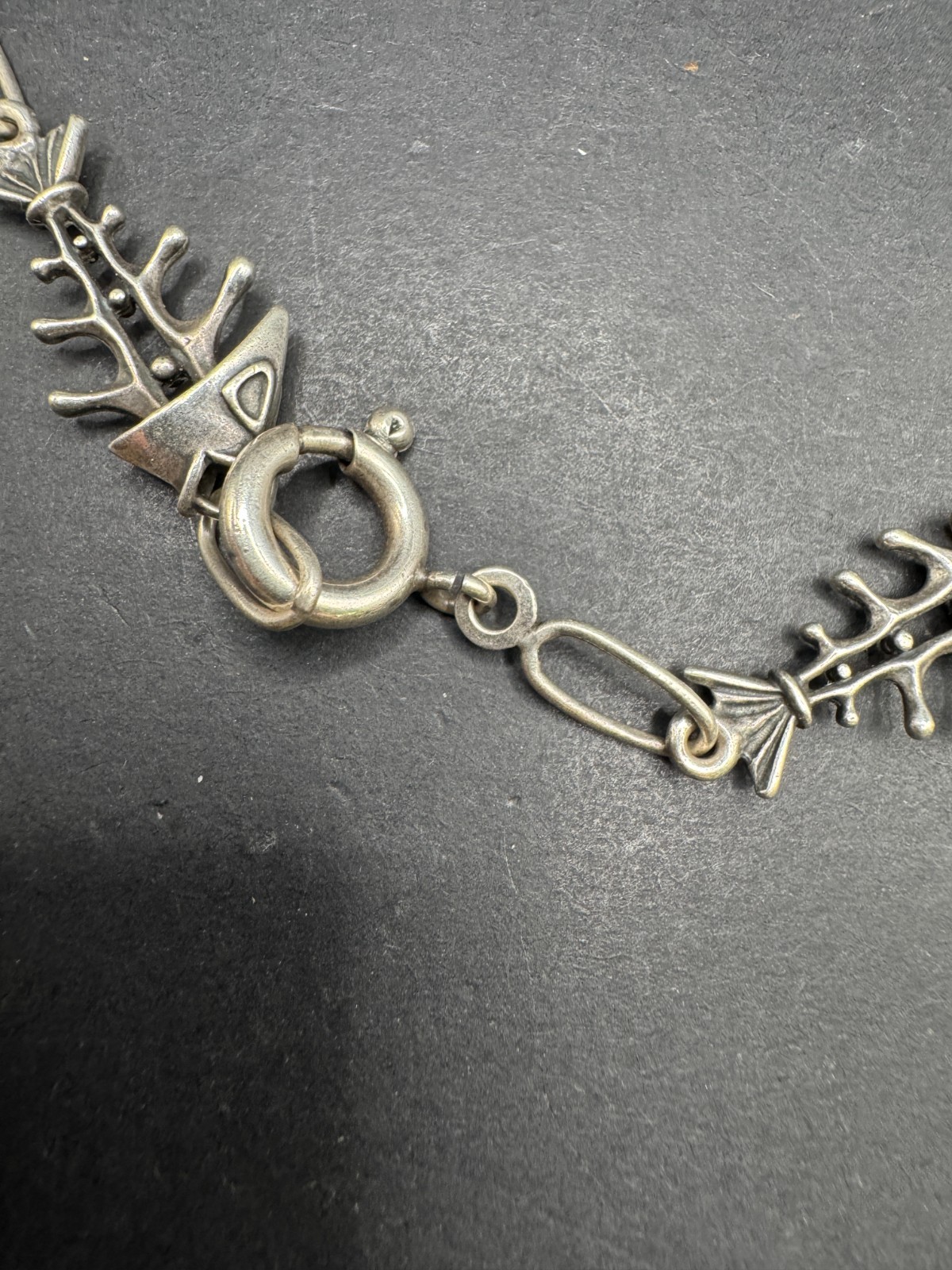 Rare UnoAERre Vintage Fish Skeleton Necklace Chain Sterling