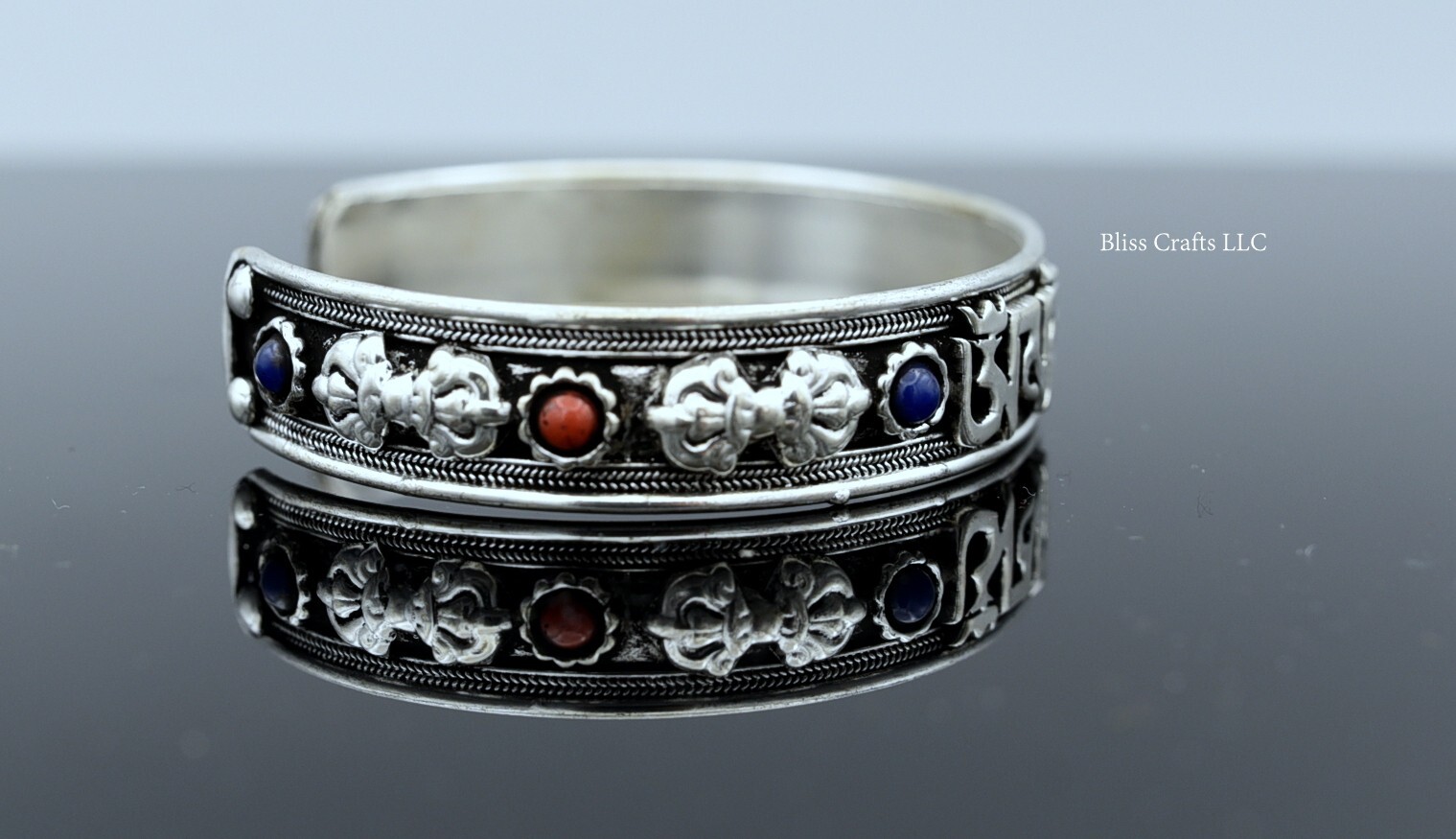 Om Mani Padme Hum with Dorjee combination with turquoise and coral Bracelet