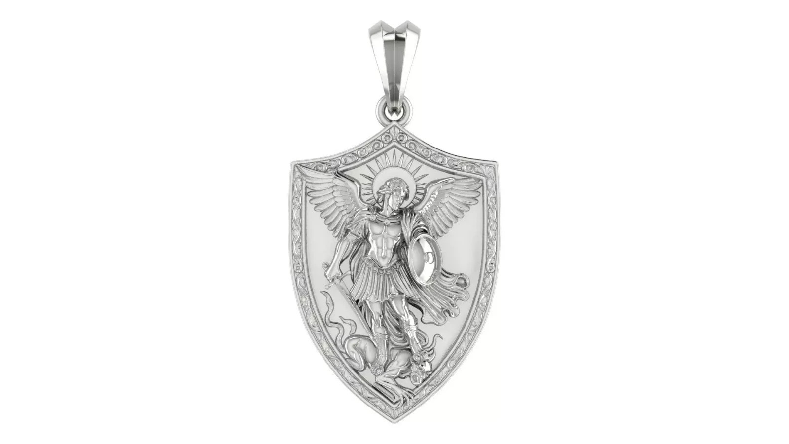 St. Michael Shield Pendant 999 Fine Silver 25mm