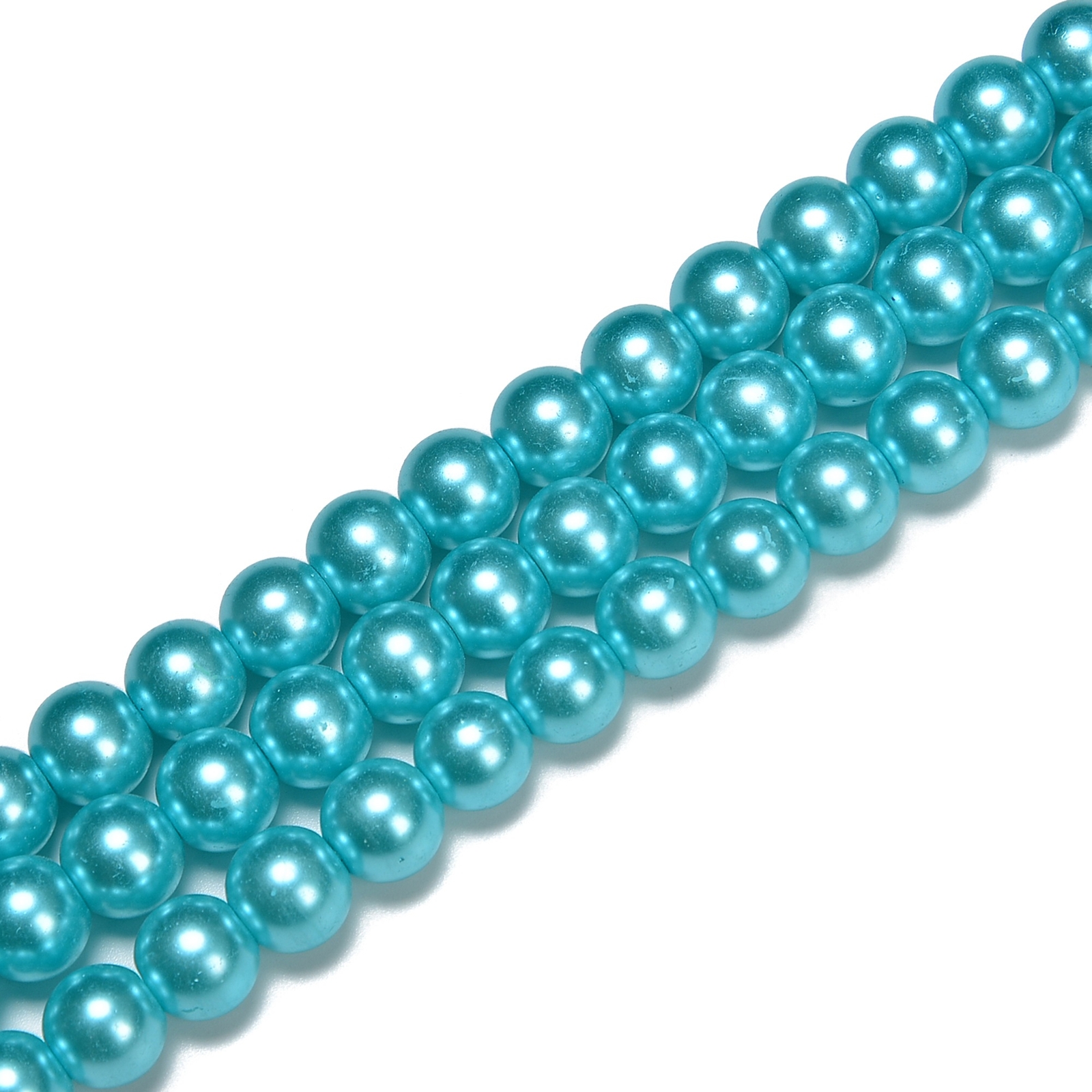 Aqua Blue Glass Pearl Smooth Round Beads 3mm 4mm 6mm 8mm 10mm 12mm 15.5″ Strand