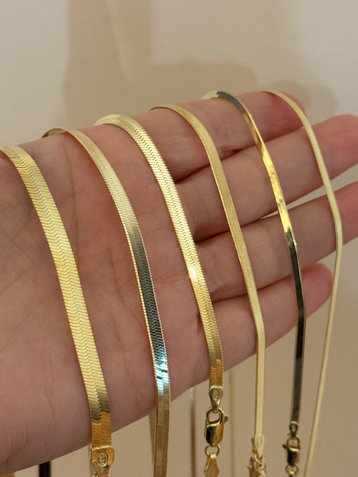 925 Sterling Silver Gold Herringbone Chain Necklace