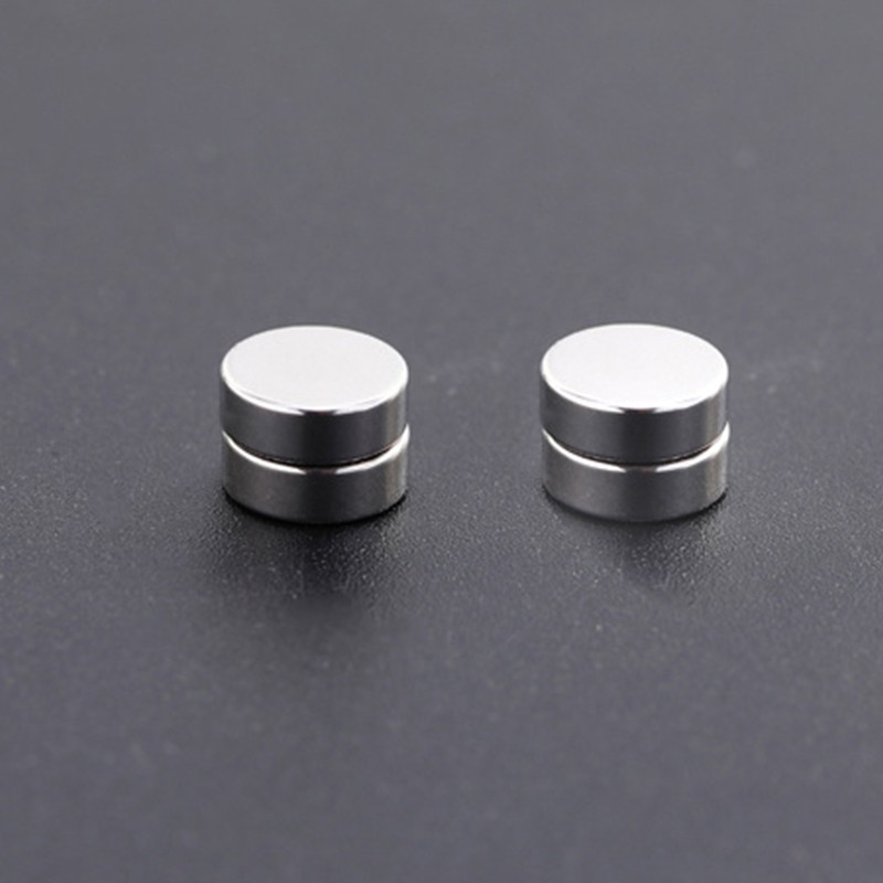 Magnetic Stud Earrings Non Piercing Clip On Stainless Steel CZ Round Square 6mm
