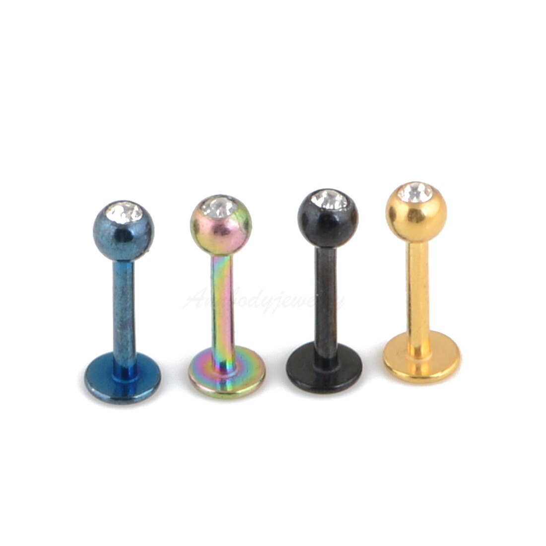 16G 5/16″ Titanium Anodized CZ Crystal Jewelry Anti Tragus Labret Ear Rings