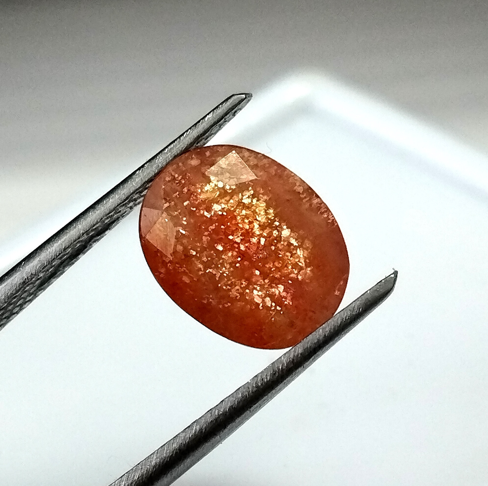 3.15 Carat Natural Fire Sunstone Oval Shape Faceted Untreated Gemstone 10X7.8 mm