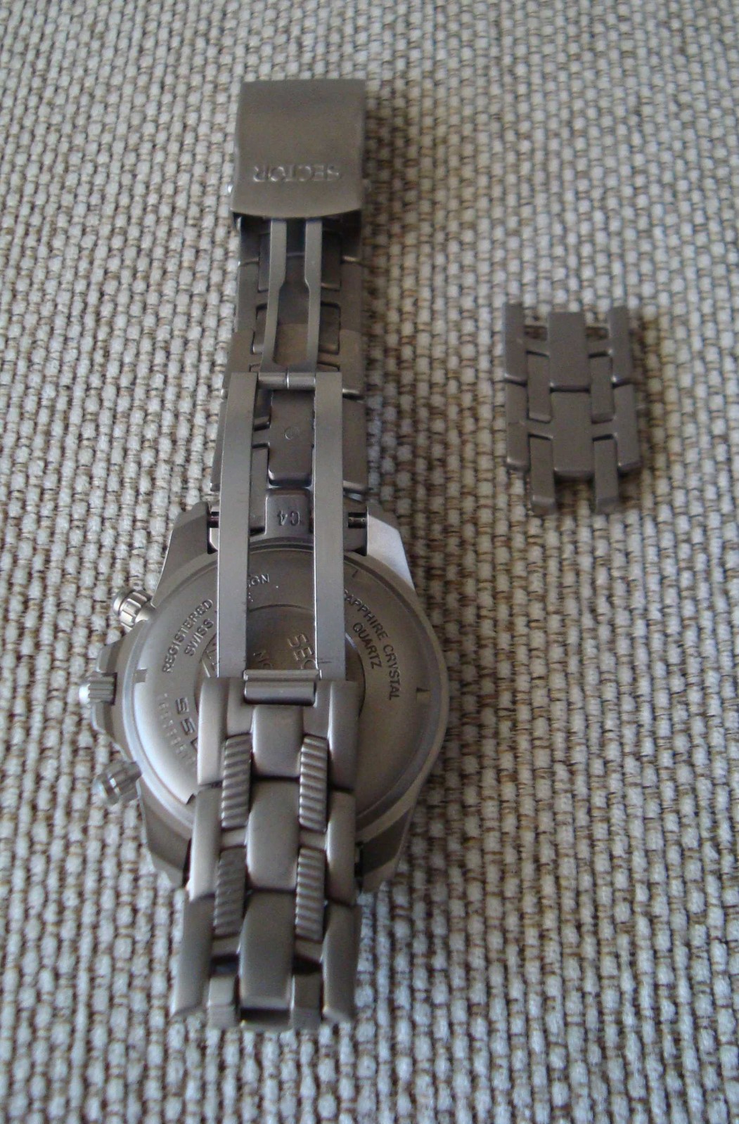 Sector 950 titanium Swiss chronograph, 261.262, rare red panda version, full set