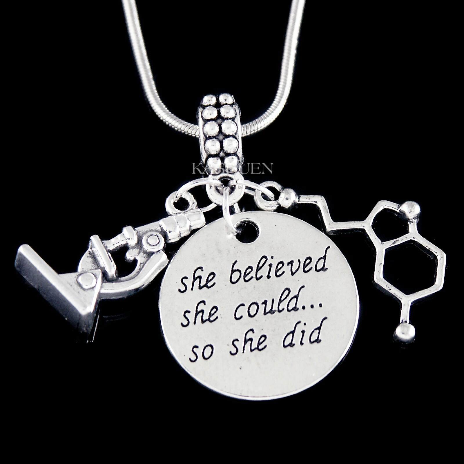 Microscope Dopamine Neurotransmitter Chemistry Science Graduation Gifts Necklace