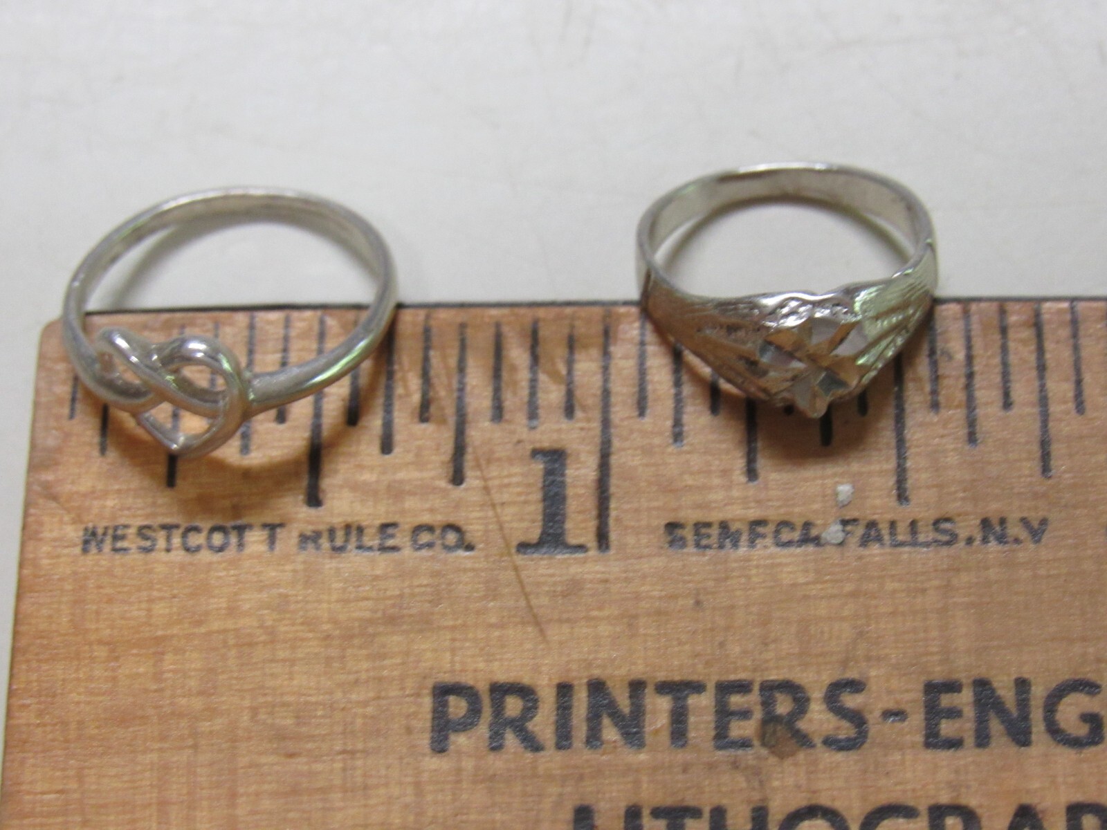 Vintage Baby / Infant Rings – Sterling Heart is Marked – no mark on other – 2 pc