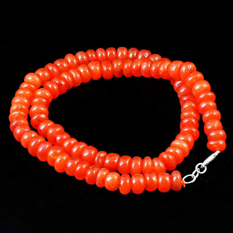 405.00 Cts Earth Mined Orange Carnelian Round Shape Beads Necklace NK 25E125