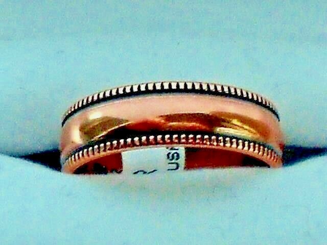 NEW Solid Copper Fluted edge Band Ring sizes 6 thru 13 Pain Relief Folk Lore