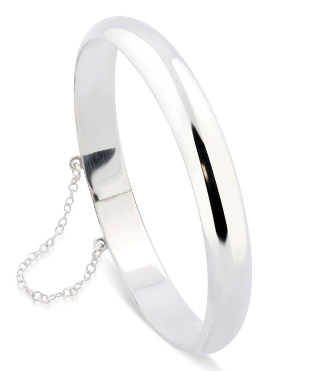 925 Sterling Silver 7MM Plain Solid Bangle Bracelet For Women 8″ Inch Bangle