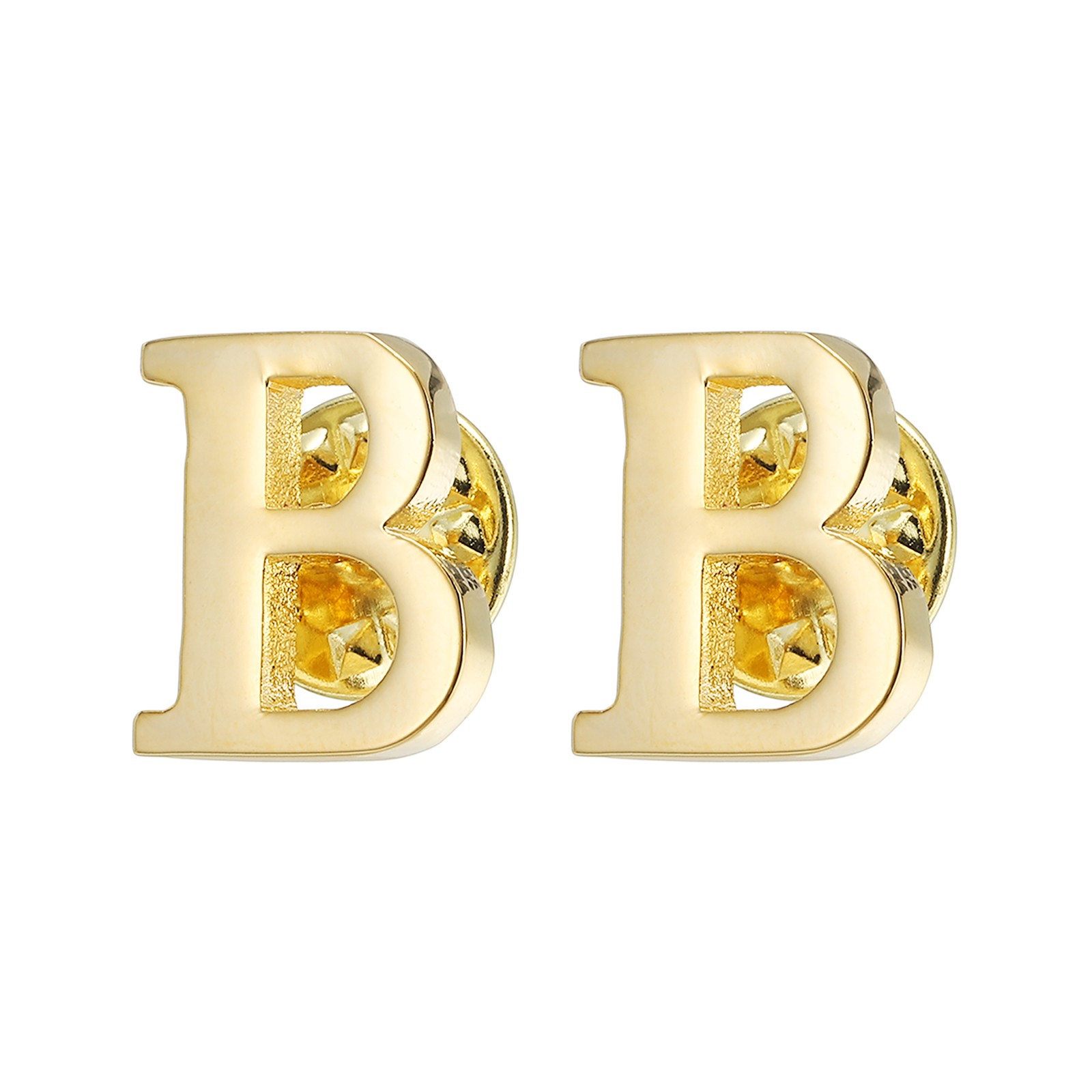 2Pcs Letter B Lapel Pins Initial Alphabet Lapel Collar Pins for Shirt Dress Gold