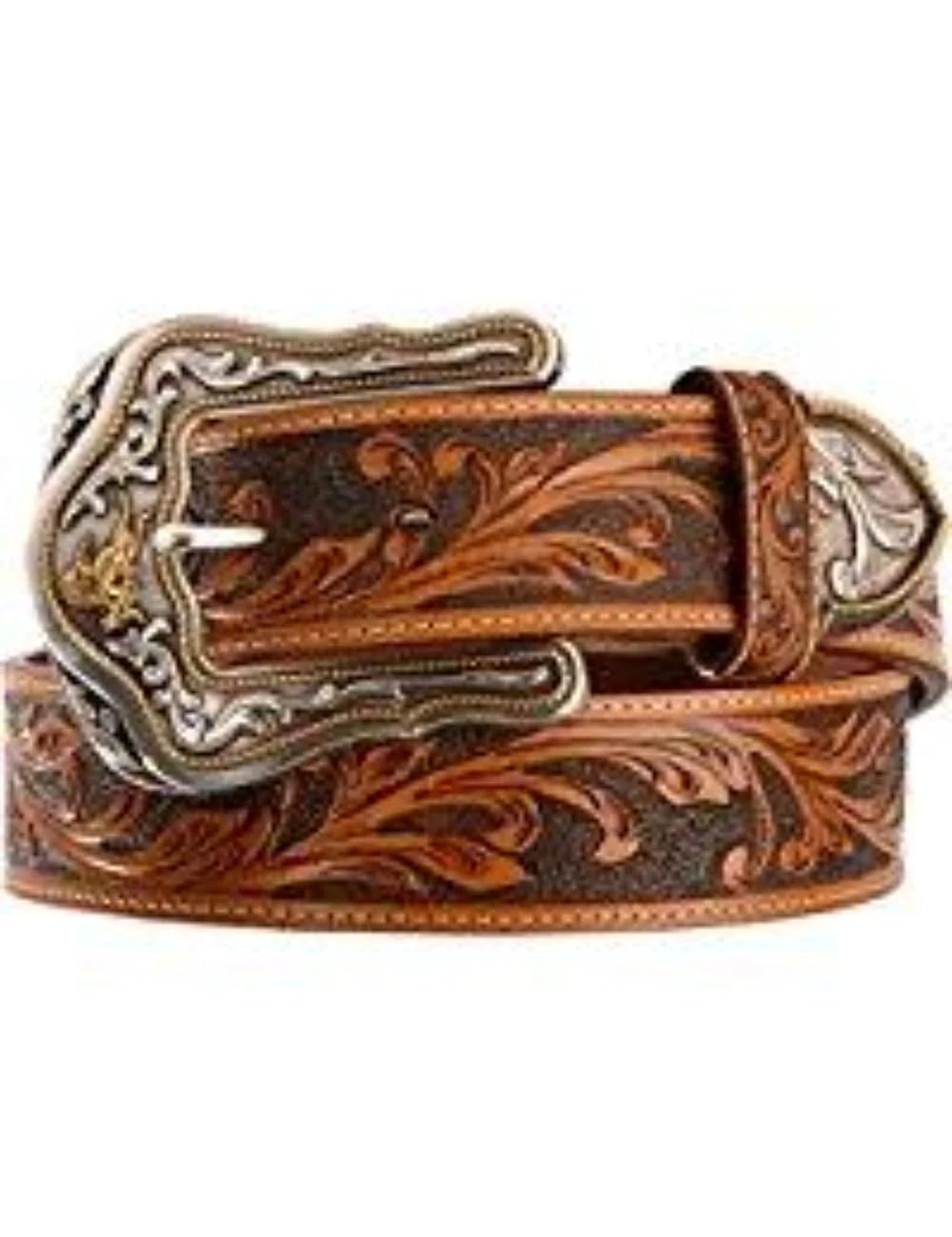 Tony Lama Western Ride Tooled Bronc Buckle Mens Belt 1 1/2in 42