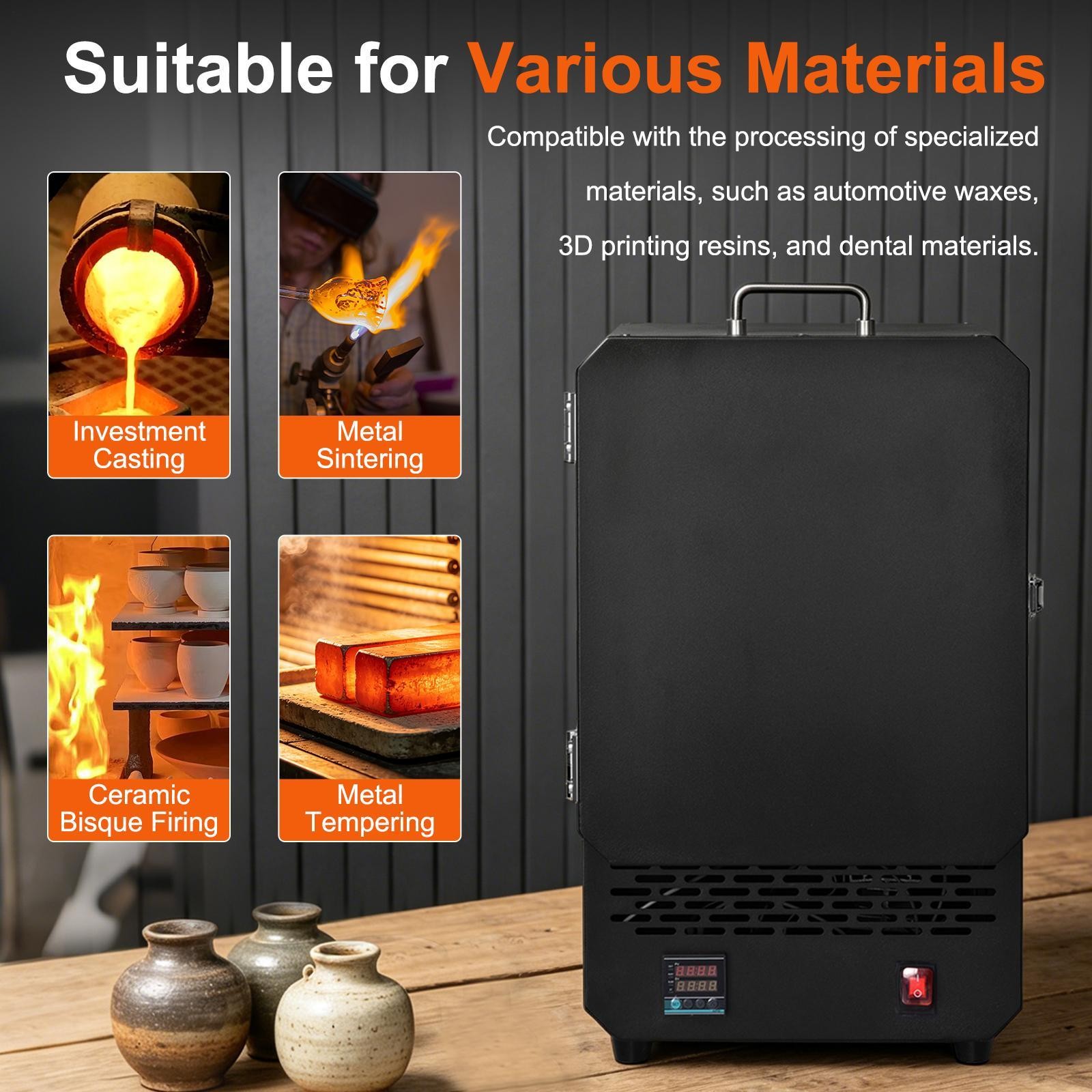 Tabletop Kiln Melter 1500W Electric Melting Furnace for Wax Casting Metal