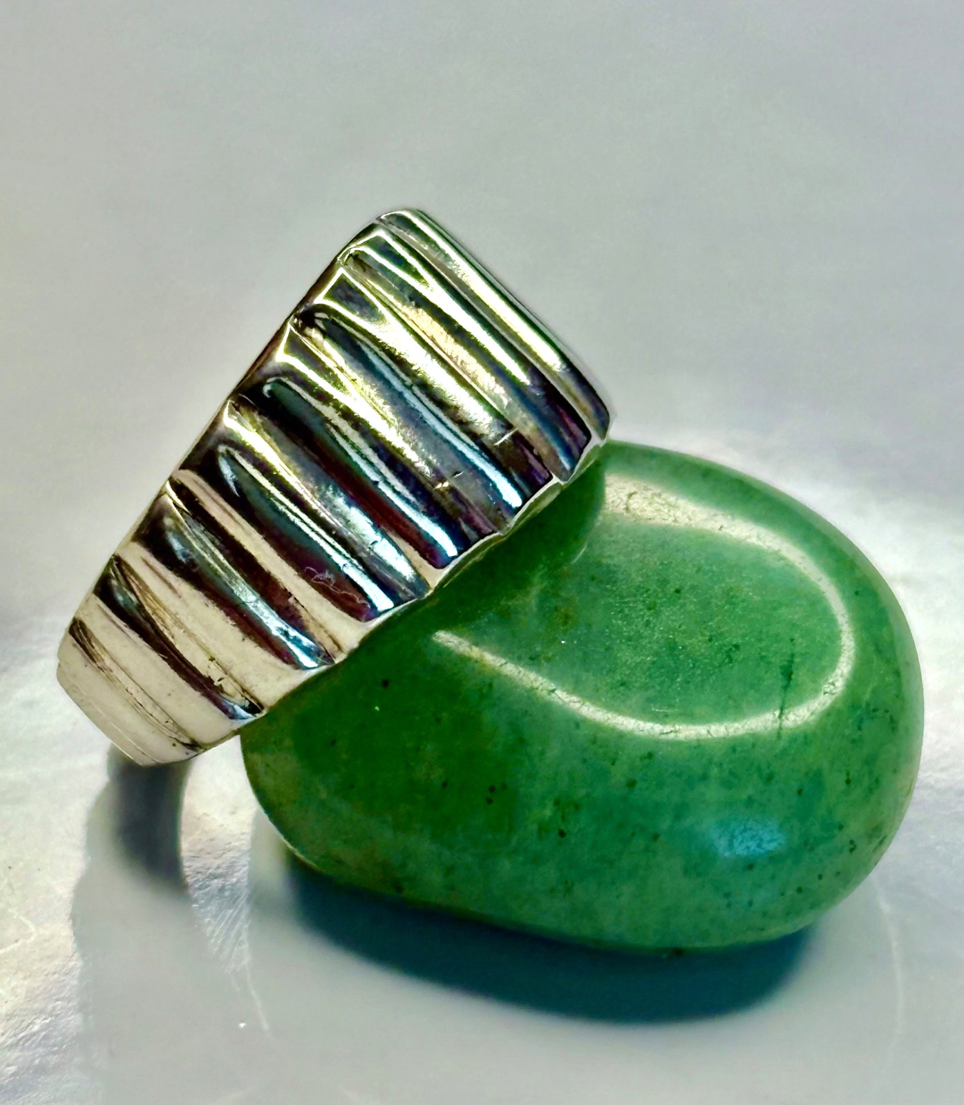 pure Silver Ribbed Band Ring 999.Pure Fine Silver Bold Design