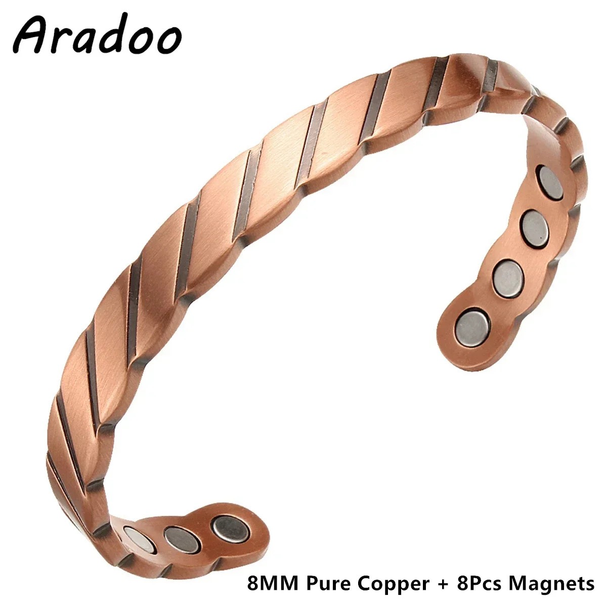 Vintage Style Pure Copper Cuff Bracelets with 3500 Gauss Magnetic Therapy Bangle