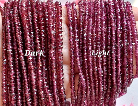 13.5″Strand, 3-3.5 mm Natural Rhodolite Garnet Faceted Rondelle Beads/RJS-229