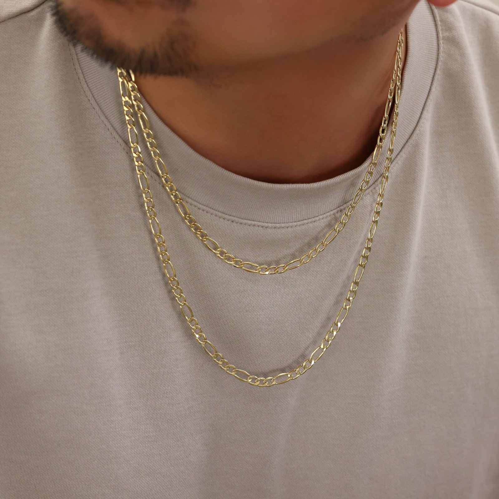 10K Yellow Gold 5.5mm Figaro Chain Italian Link Necklace Men Women 16″-30″