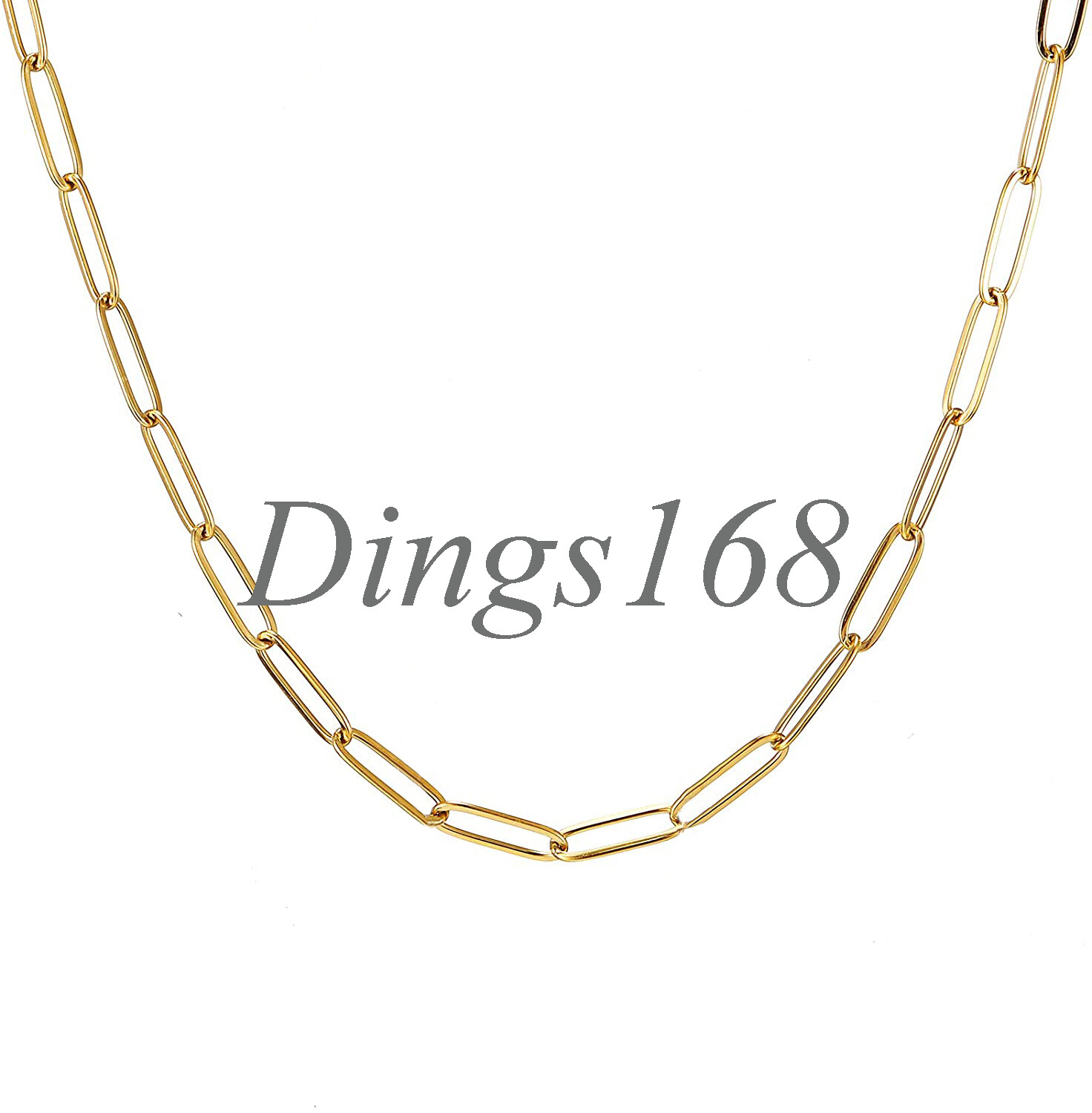 Genuine 18K Gold Filled Hypoallergenic Paper Clip Chain Necklace 16″-24″ * 3.5mm