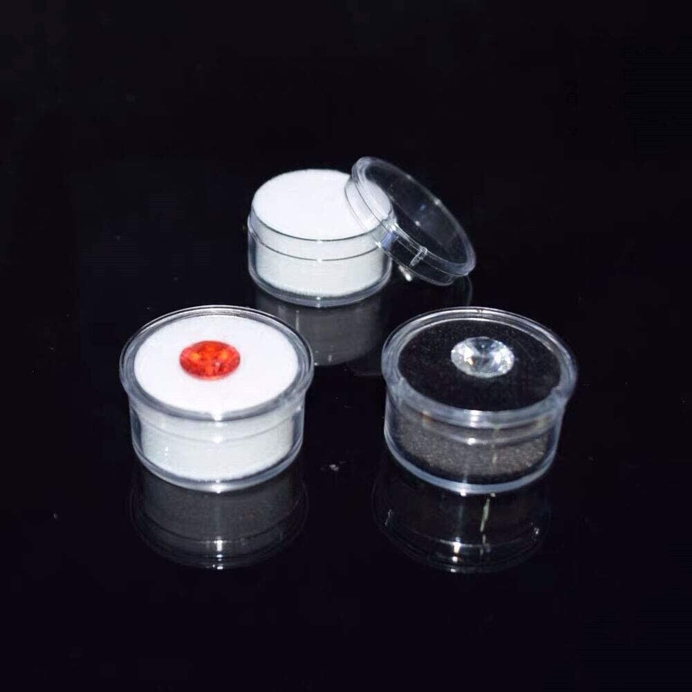 Transparent Gem Round Box Protective Loose Diamond Gemstone Display Case Holder