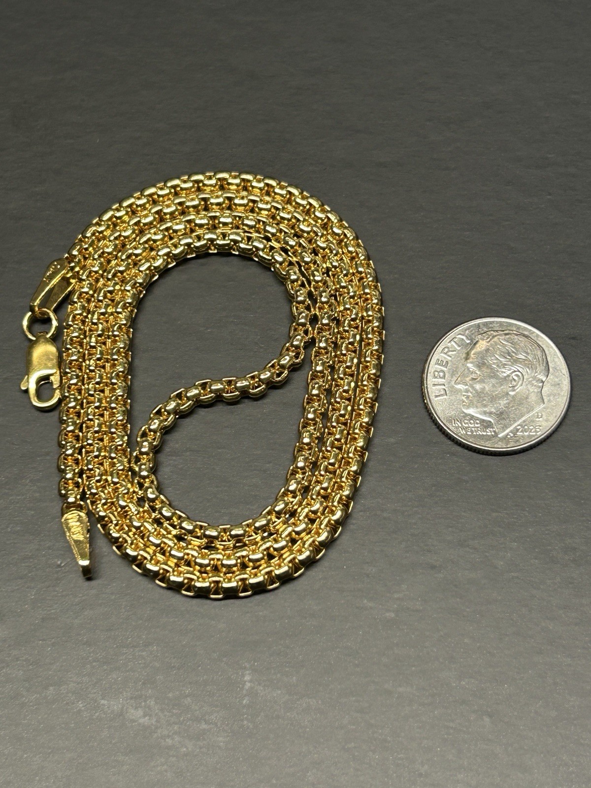 19” Gold Plated Rounded Box Link Chain Necklace 3.0mm Heavy Luxury Style 15g