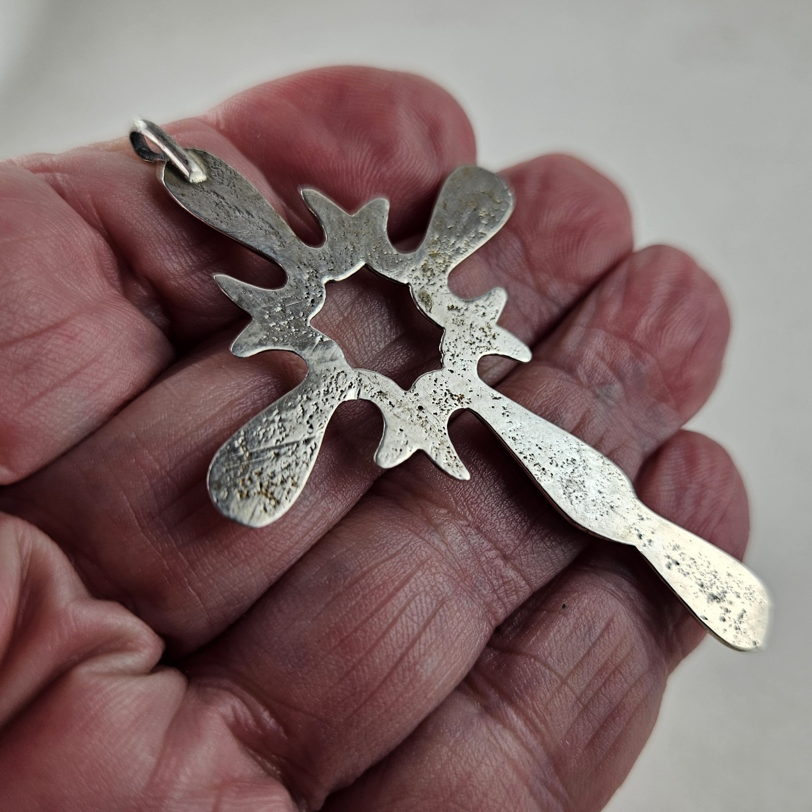 Sterling Silver Cross Artisan Sand Cast Pendant 12.0g [8848]