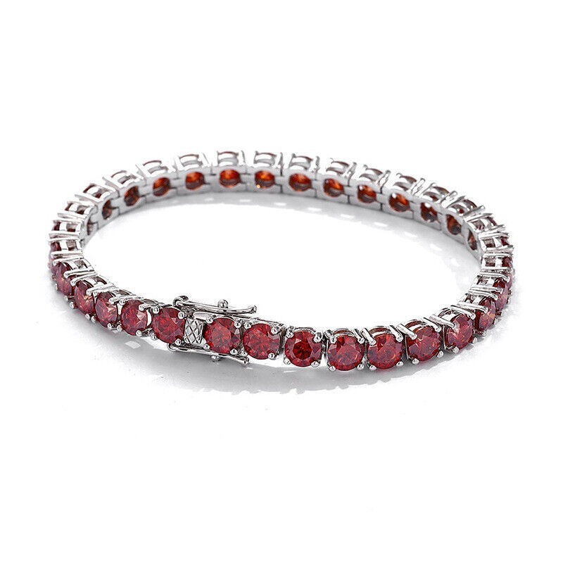 3-6.5MM Moissanite Tennis Chain Bracelet Solid 925 Sterling Silver Pass Tester