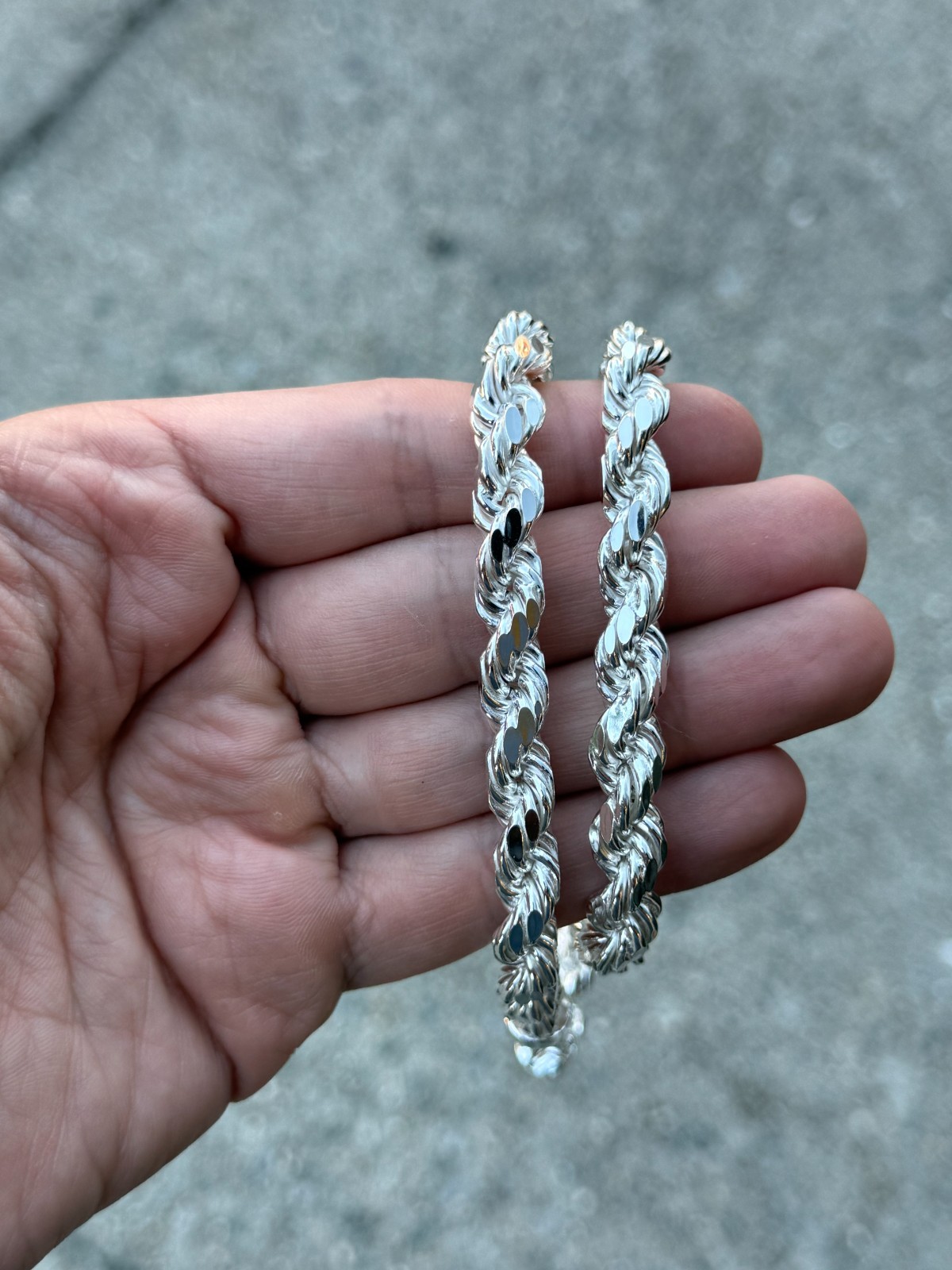 Solid 925 Sterling Silver Italian Rope Chain Mens Necklace 9mm – Diamond Cut