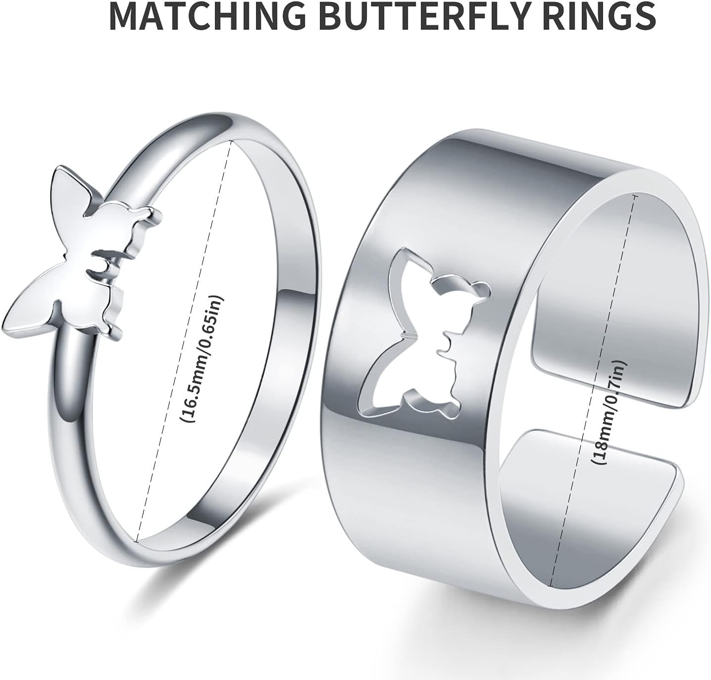 Butterfly Ring for Couples，Matching Butterfly Rings for women Men Adjustable …