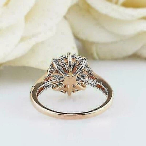 1.50Ct Marquise Lab-Created Sapphire Flower Engagement Ring 14K Rose Gold Plated