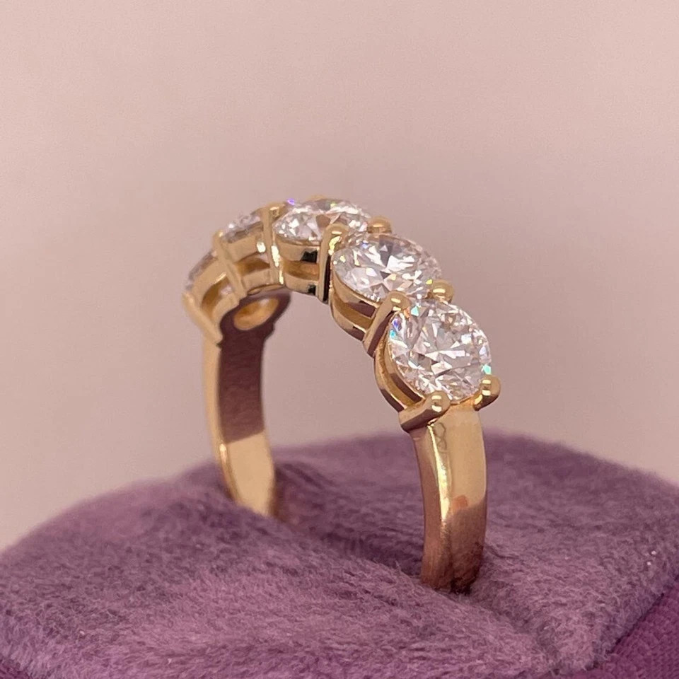 5 Ct Round Cut Natural Diamond Eternity Wedding Band 14K Yellow Gold Size 5 6 7