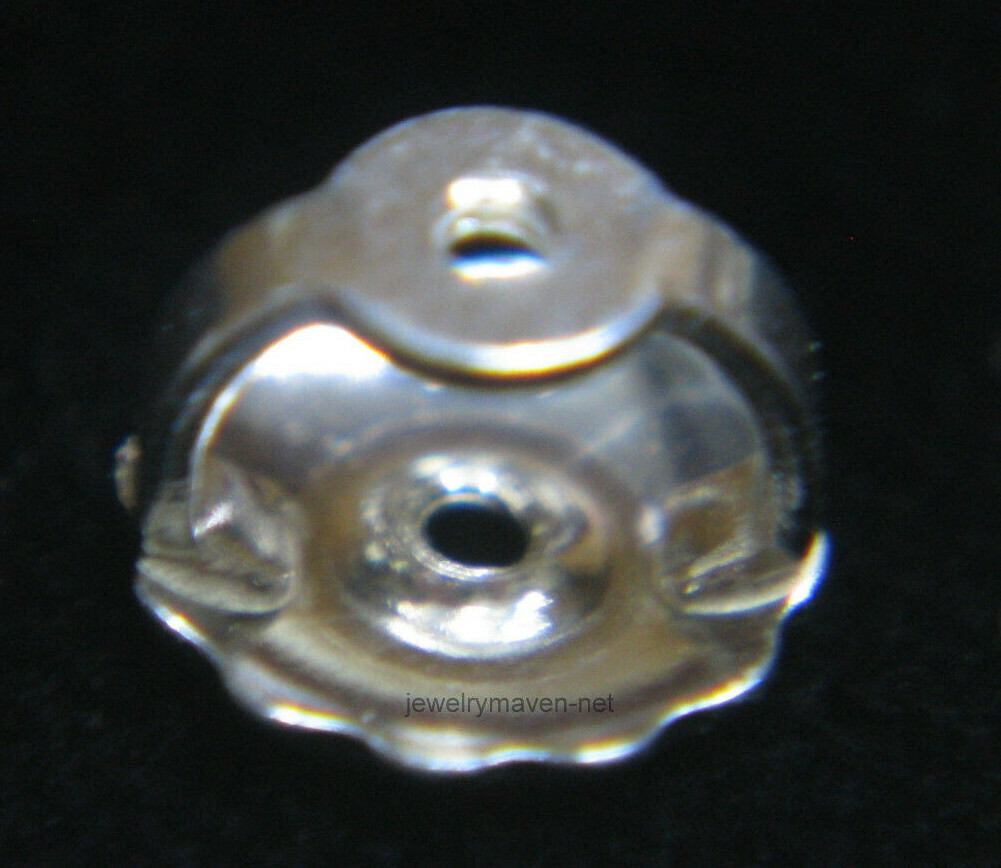 PAIR 18k White Gold Heavy 0.041″ Post Threaded Screw Earring Backs Nuts USA MADE
