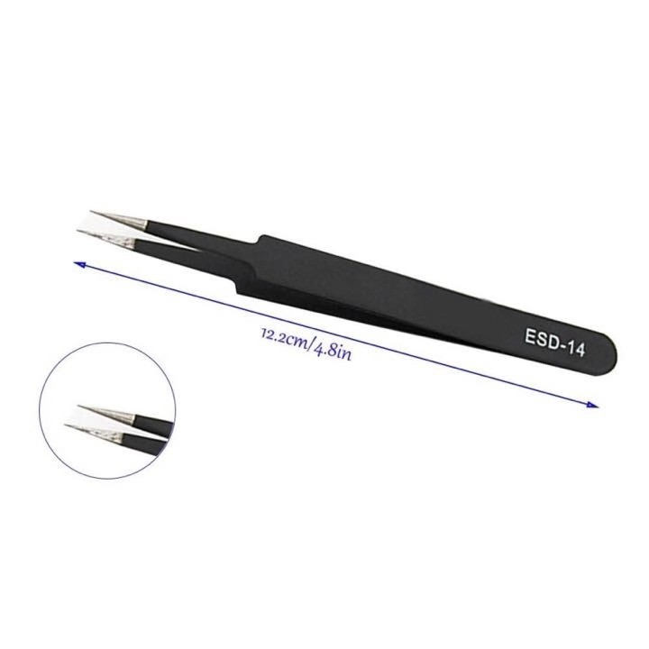 6Pcs ESD Anti-static Tweezers Set Maintenance Repair Stainless Steel Tools Kit