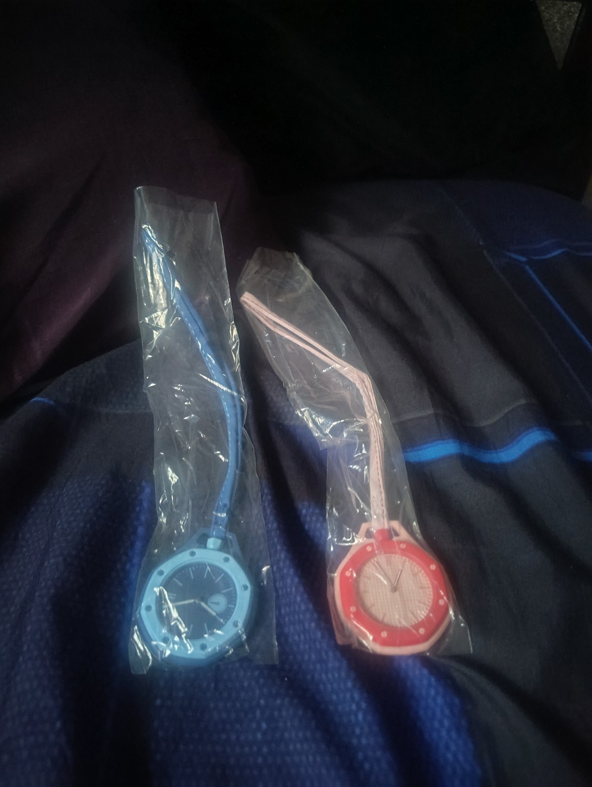 Lot of 2 Analog Wristwatches 12-Hour Arabic Dial Blue/Pink Silicone Strap