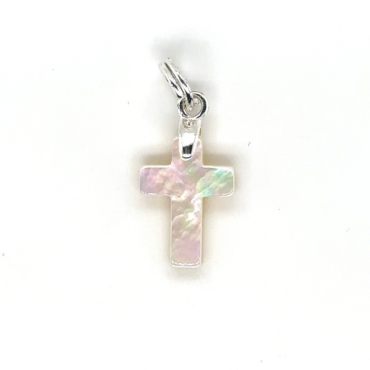 MOP Mother Of Pearl & Sterling Silver Cross Pendant Or Charm 0.65g