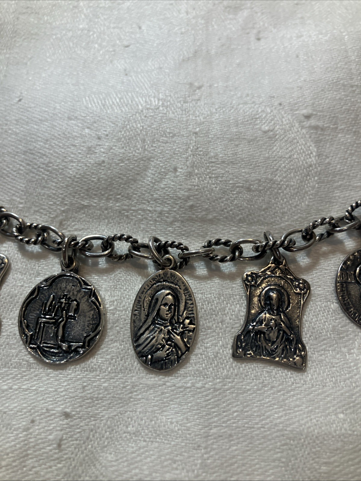 Beautiful Sterling Silver ATI Religious Catholicism Charm Bracelet