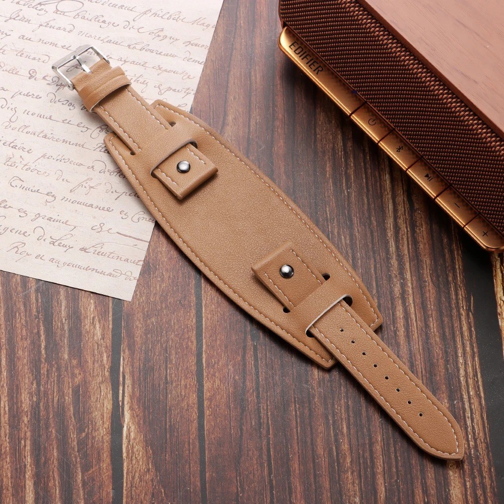 20 22 24mm Bund Strap Men’s Watch Band Vintage Cowhide Cuff Watchband