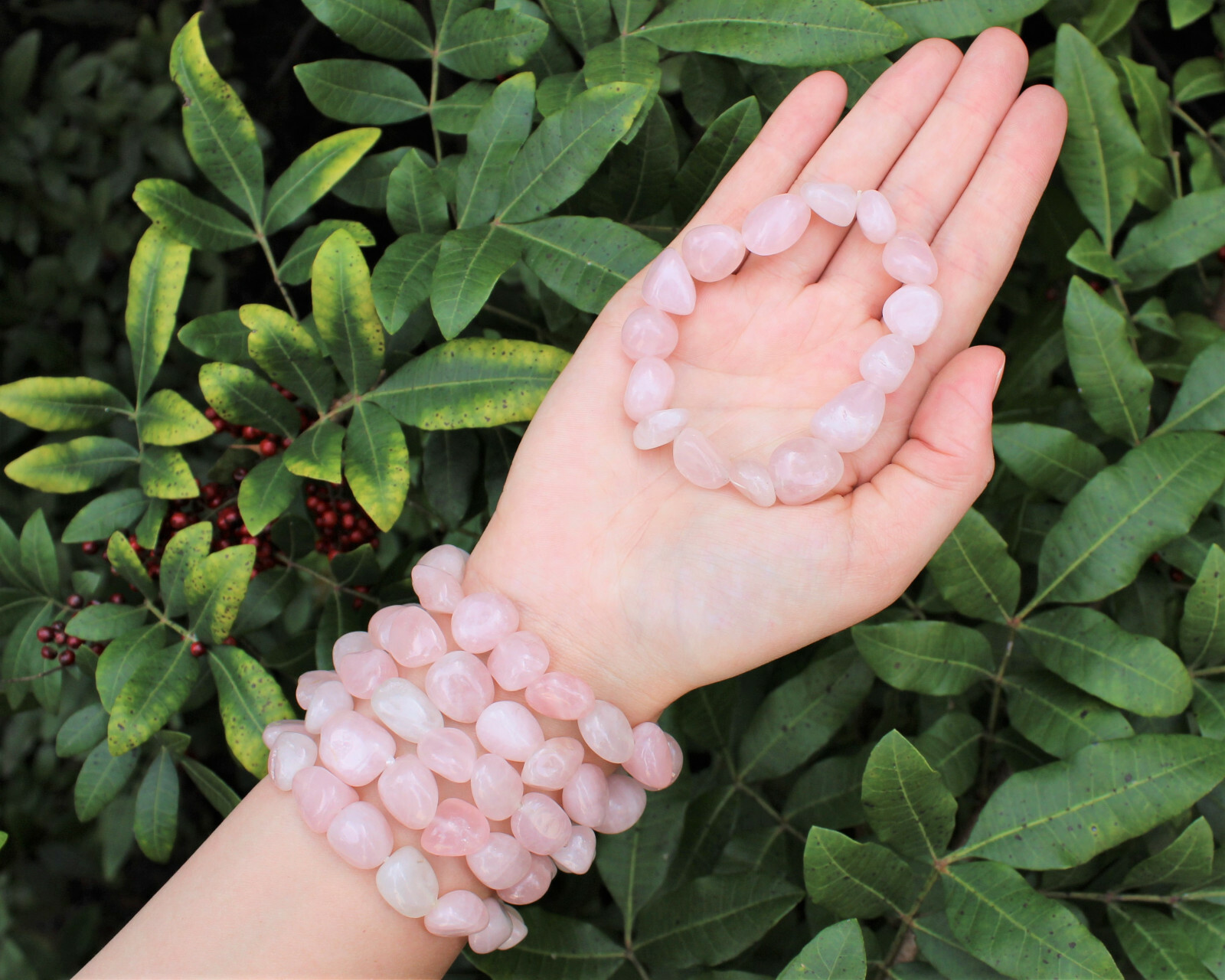 Rose Quartz Tumbled Gemstone Bracelet 6-8 mm Nuggets (Stretch Bracelet, Gift)