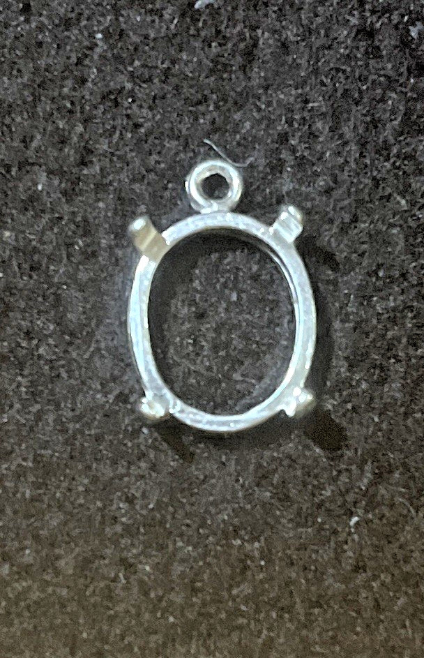One 12x10mm Sterling Silver Oval Cabochon 4-Prong Dangle Setting Earring 10×12