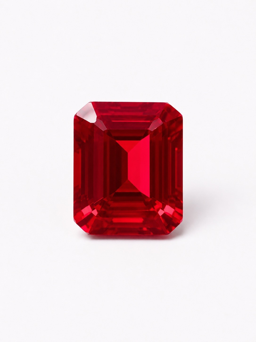 Red Ruby 6.9ct Emerald Cut Loose Gemstone Lab Grown Hand Cut