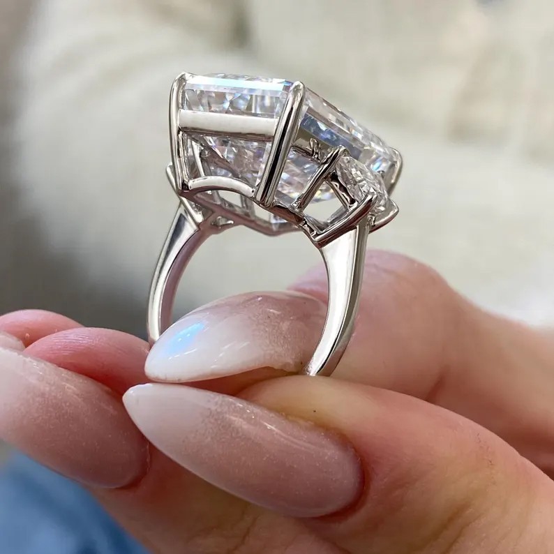RARE 10.30 Ct Certified White Treated Diamond Solitaire Ring In 925 Silver