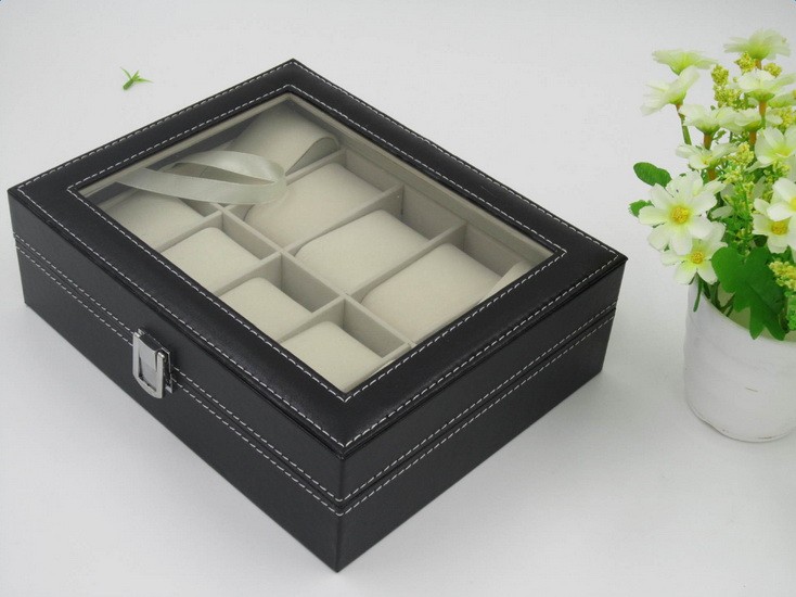10 Compartments High-grade Leather Watch Collection Storage Box Black –