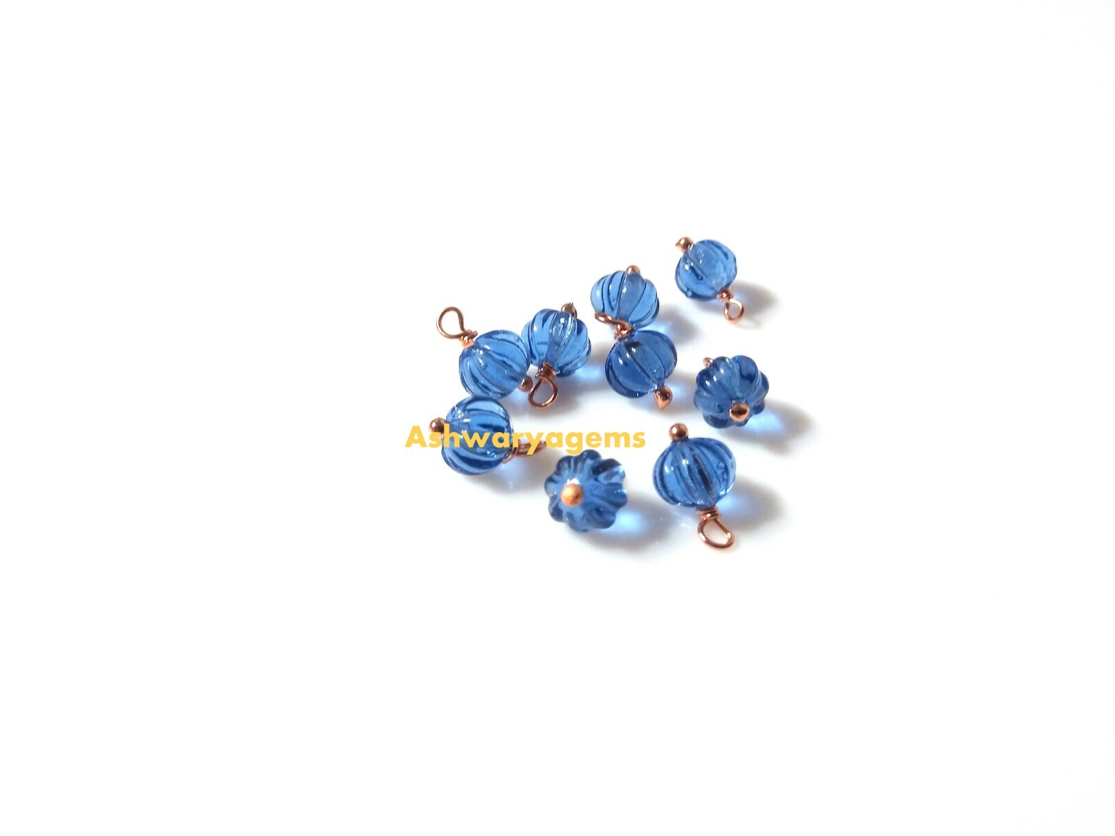 Tanzanite Color Lab-Created Watermelon Carved Rose Gold Wire Wrapped 50 PECS